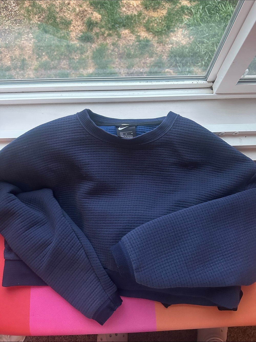 Nike Women's Navy Blue Waffle Crewneck Sweatshirt